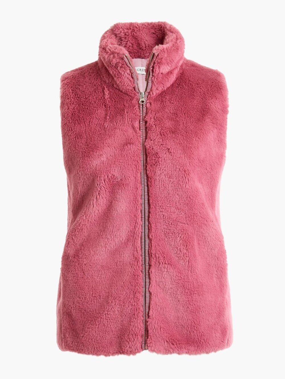 NWT J. Crew Size Small Pink Guava Berry Faux Fur Full Zip Vest Jacket NEW